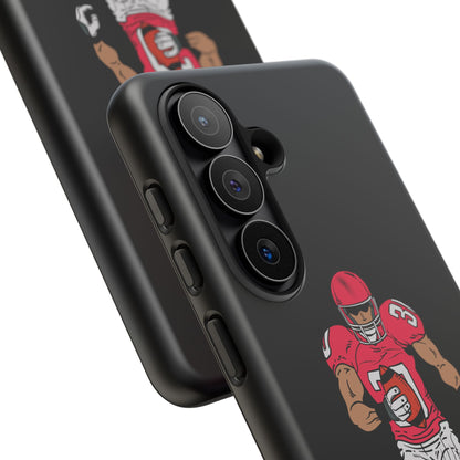 Black football player tough phone case for iPhone, durable protective sports design by Printify.