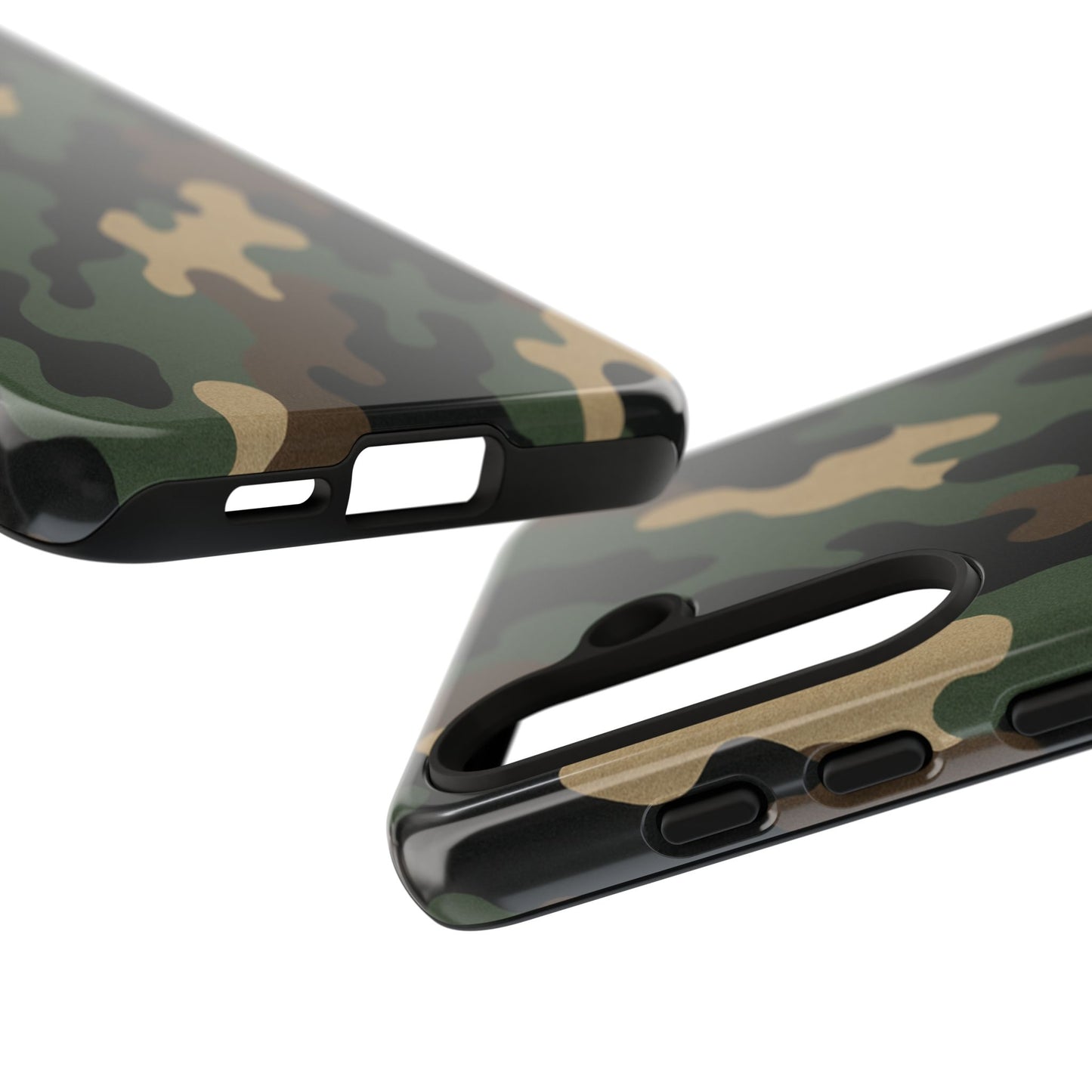 Rugged camouflage Printify tough phone case with protective design, featuring a durable camo pattern for added style and security.