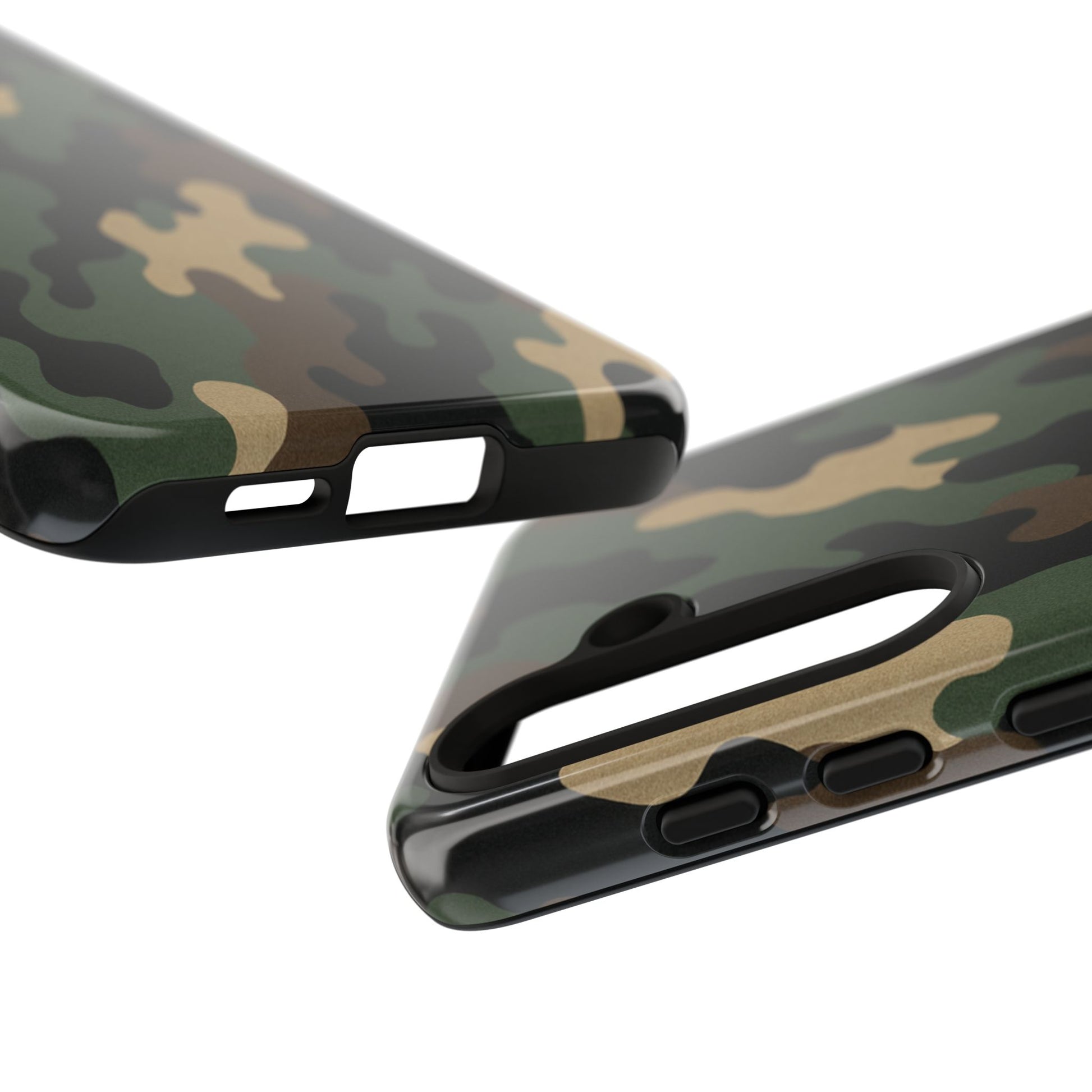 Rugged camouflage Printify tough phone case with protective design, featuring a durable camo pattern for added style and security.