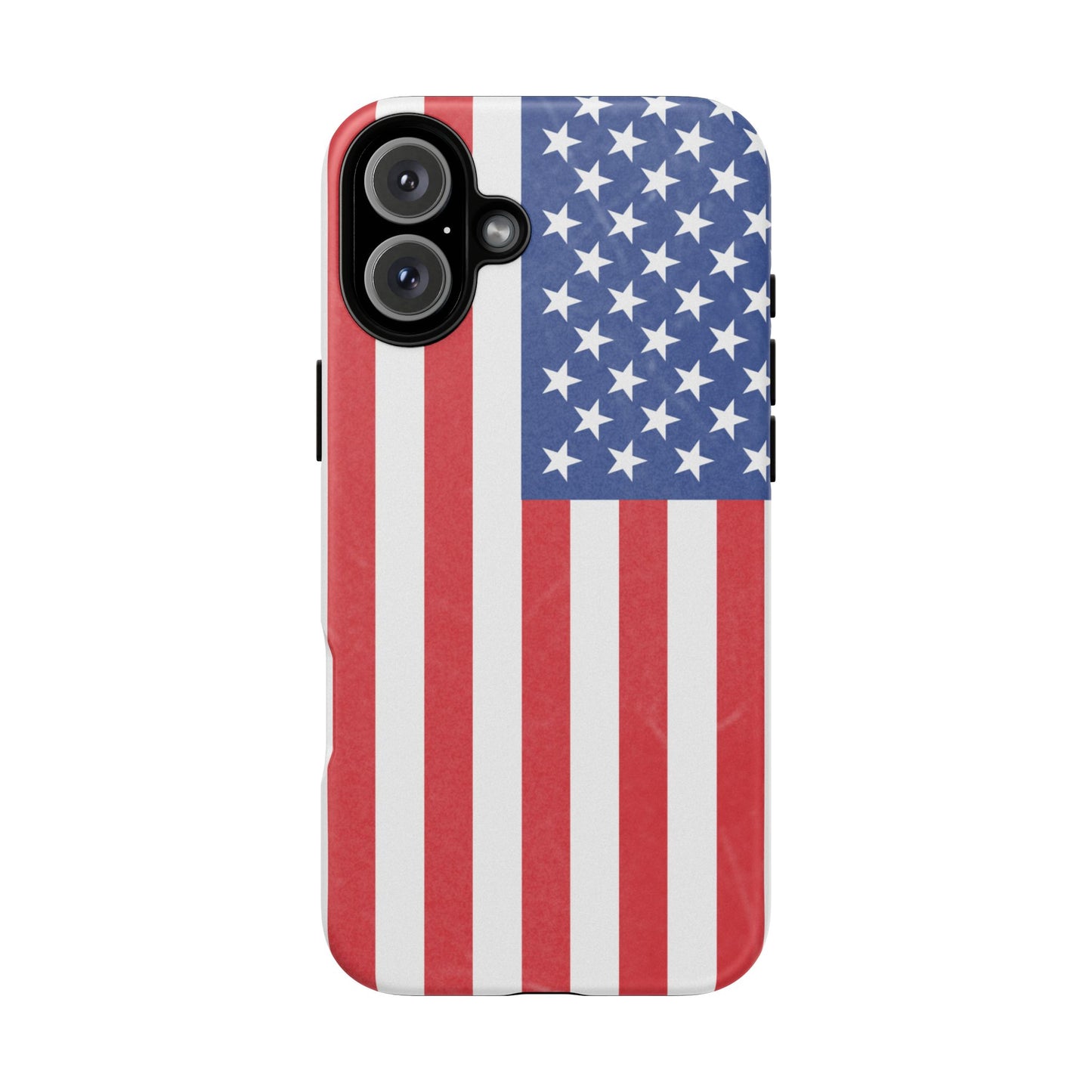 Durable American flag phone case for iPhone with patriotic design, made by Printify, featuring a tough, protective cover.
