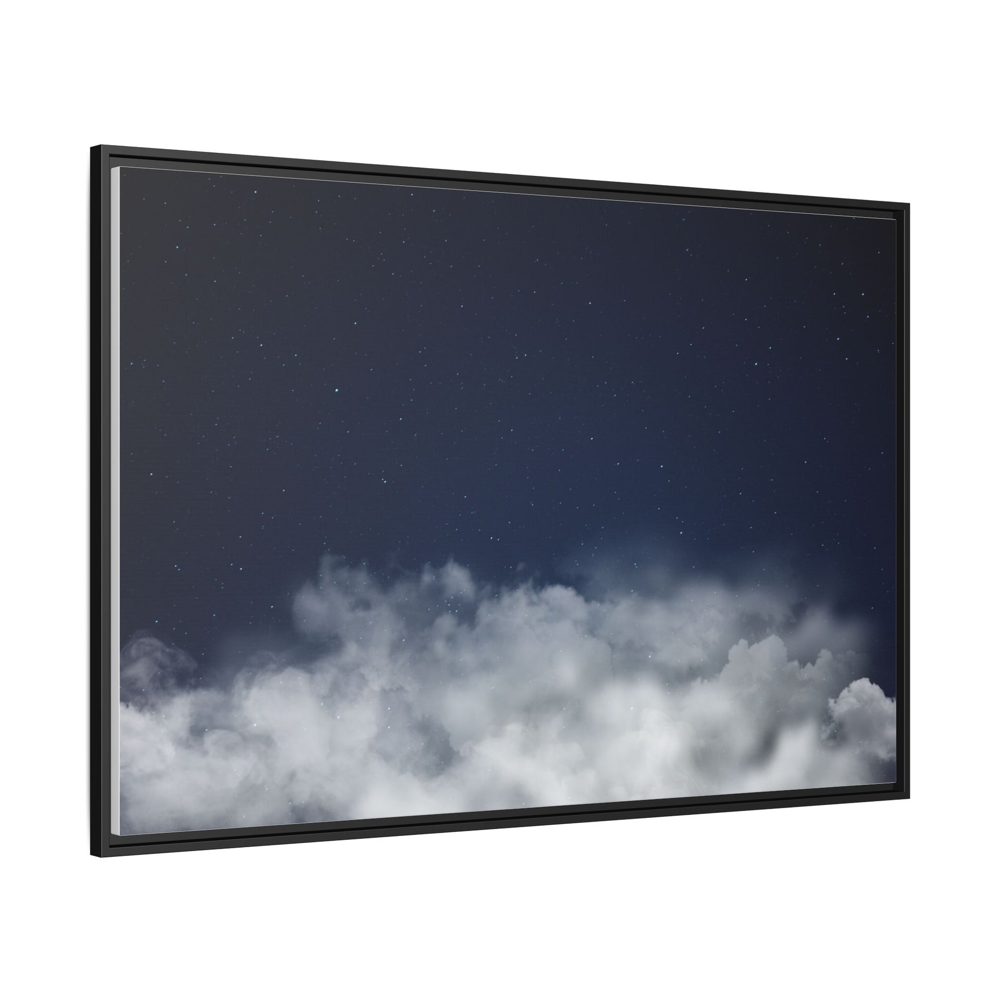 Framed night sky clouds matte canvas wall art featuring starry sky scene, printed by Printify.