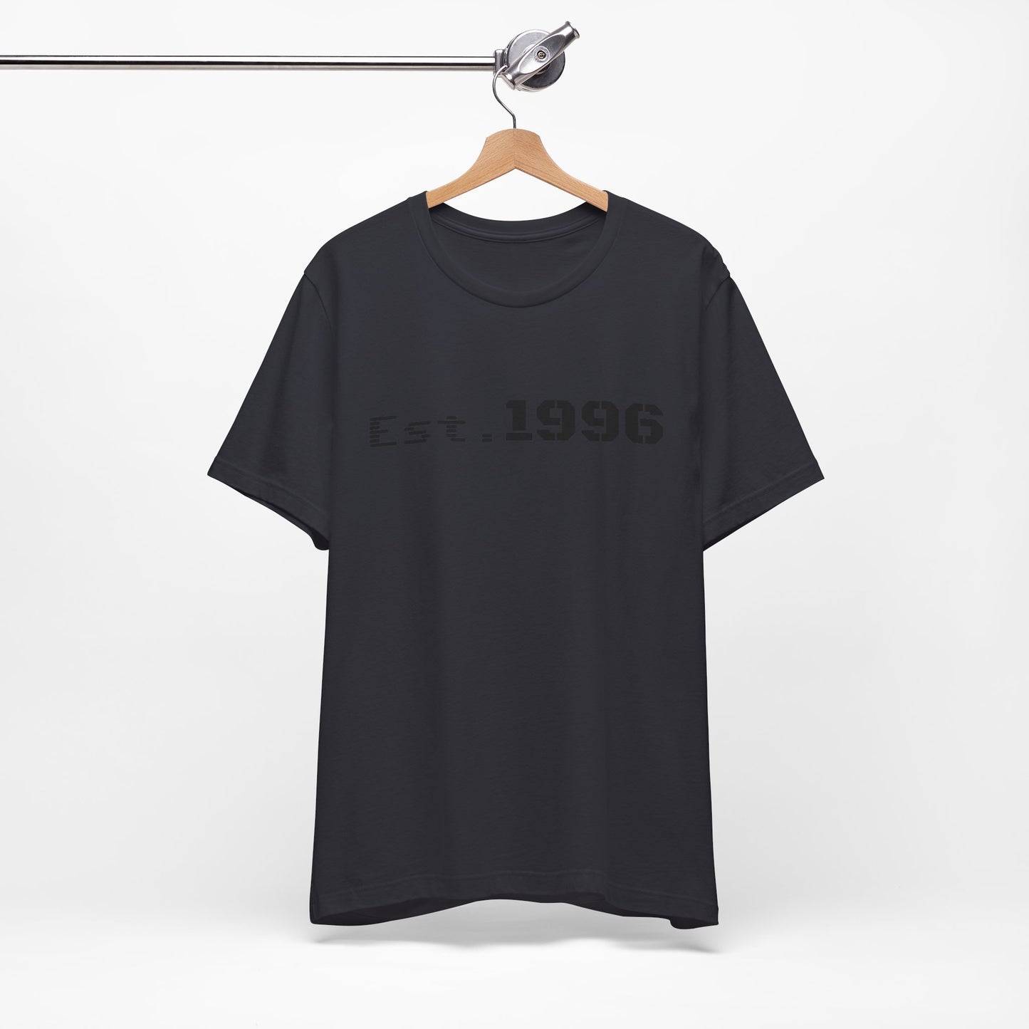 Vintage Est. 1996 T-shirt by Printify featuring retro design, perfect as a birth year birthday gift, shown on a plain background.