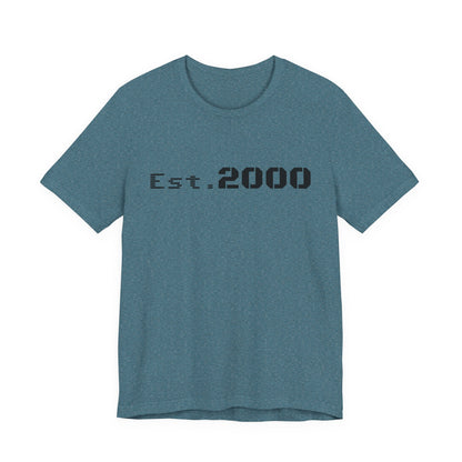 Retro pixel T-shirt by Printify with "Born in 2000" design, celebrating the est. 2000 in vibrant, vintage style.