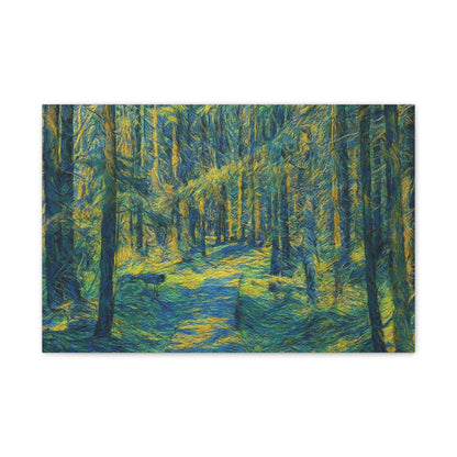 Sunlit Forest Path Canvas — Impressionist Woodland Wall Art