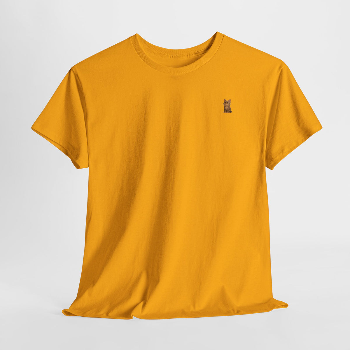 Brown kitten graphic T-shirt for cat lovers, featuring a cute feline design on a comfortable Printify T-shirt.