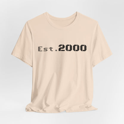 Retro pixel design T-shirt celebrating the year 2000, printed on a comfortable Printify Born in 2000 T-shirt.
