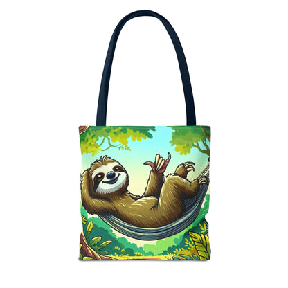 Cute eco-friendly sloth tote bag by Printify featuring a charming sloth illustration, ideal for animal lovers and casual outings.