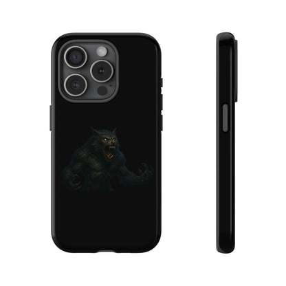 Werewolf phone case with dark monster graphic, tough protective design for smartphones, by Printify.