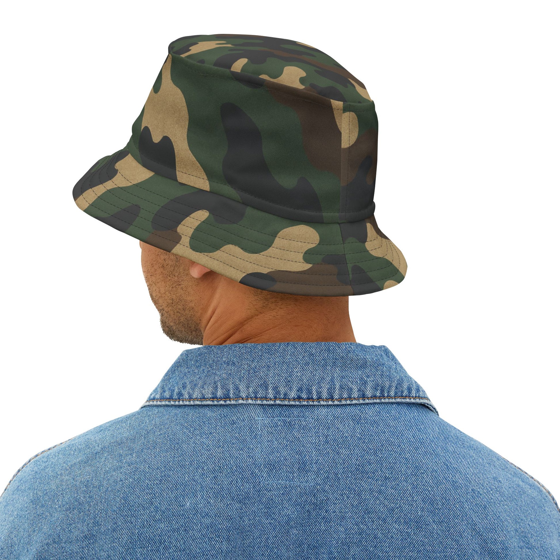Camouflage Bucket Hat - Trendy AOP Headwear, Summer Fashion Accessory, Outdoor Adventure Cap, Unique Gift for Him/Her, Stylish Festival Hat - TRV