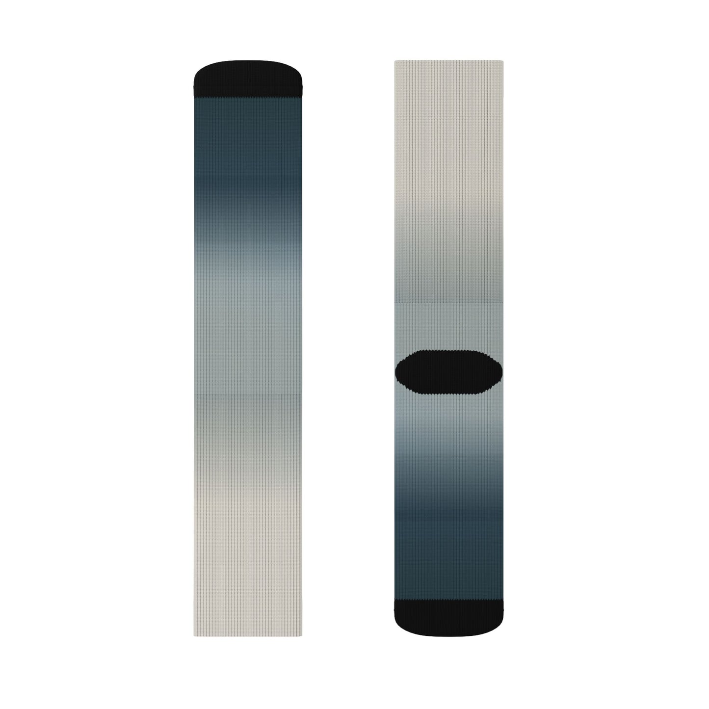 Blue Gray Ombre Sublimation Socks | Gradient Crew Socks