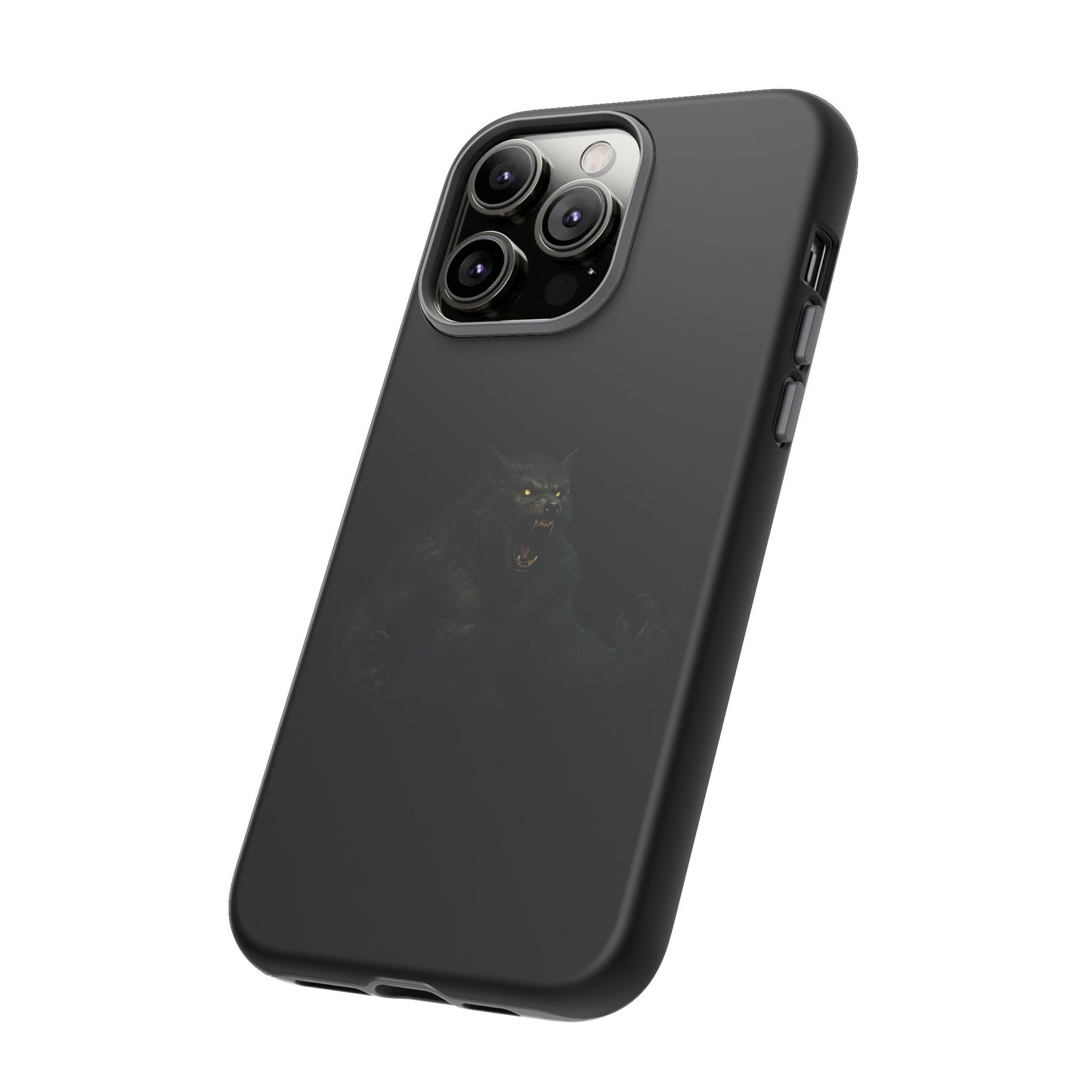 Dark monster graphic werewolf phone case by Printify, featuring a tough protective design for smartphones.