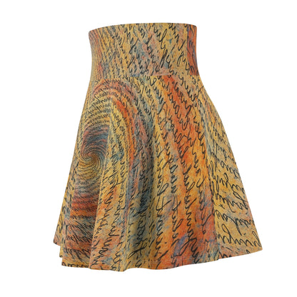 Vibrant spiral print skater skirt with boho design, all-over colorful pattern, made by Printify, ideal for festival or casual wear.