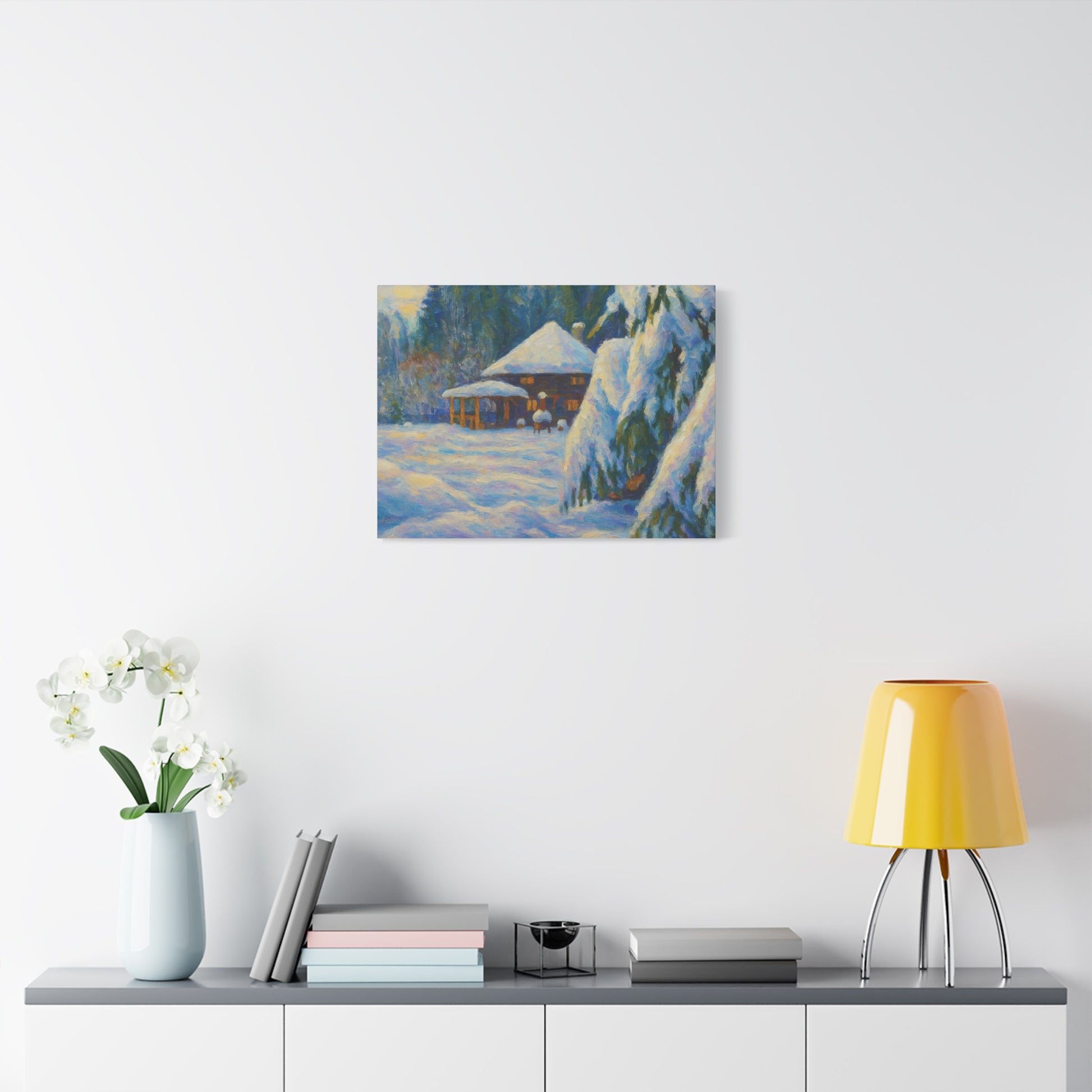 Winter Landscape Canvas Wall Art, Cozy Home Decor, Christmas Gift, Seasonal Artwork, Impressionist Style - TRV
