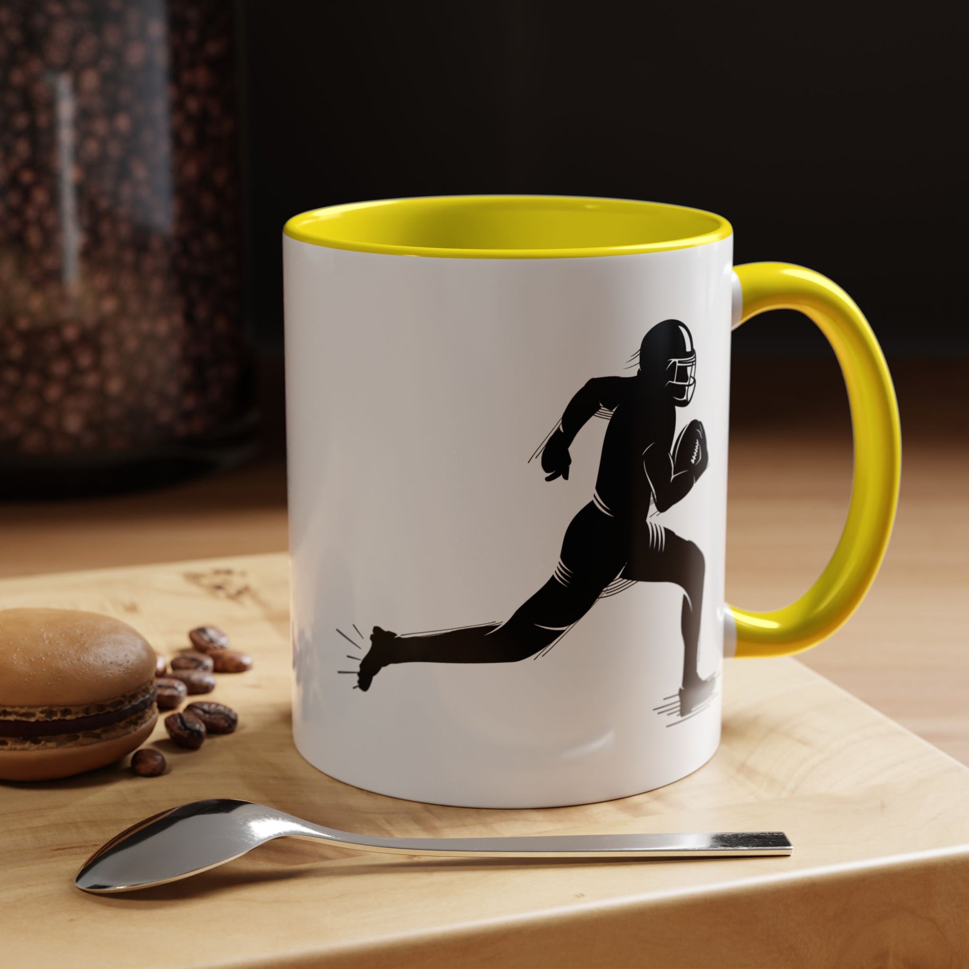 Football Player Themed Accent Coffee Mug, Sports Fan Gift, Unique Mug for Athletes, Coffee Lover, Game Day Essential - TRV