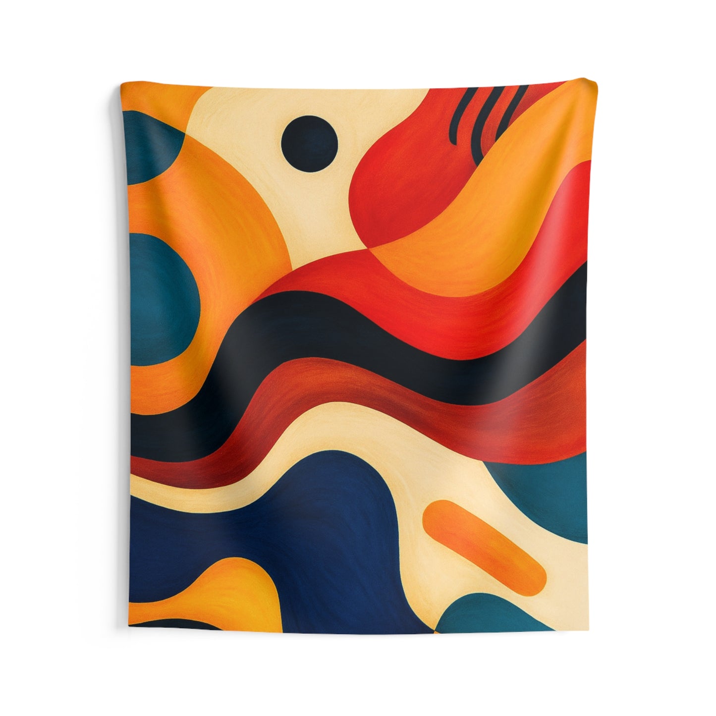Abstract Retro Wave Tapestry — Colorful Mid-Century Wall Art for Living Room, Dorm, or Office