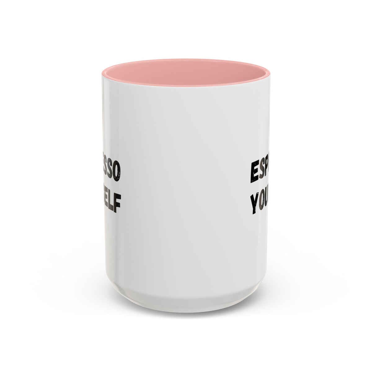 White ceramic espresso mug with "Espresso Yourself" text, ideal for coffee lovers, 11 oz size, by Printify.