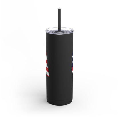 USA Flag Tumbler - 20oz Skinny Matte Drinkware, Travel Mug, Patriotic Gift, Fourth of July, Summer BBQ, Camping, Outdoor - TRV