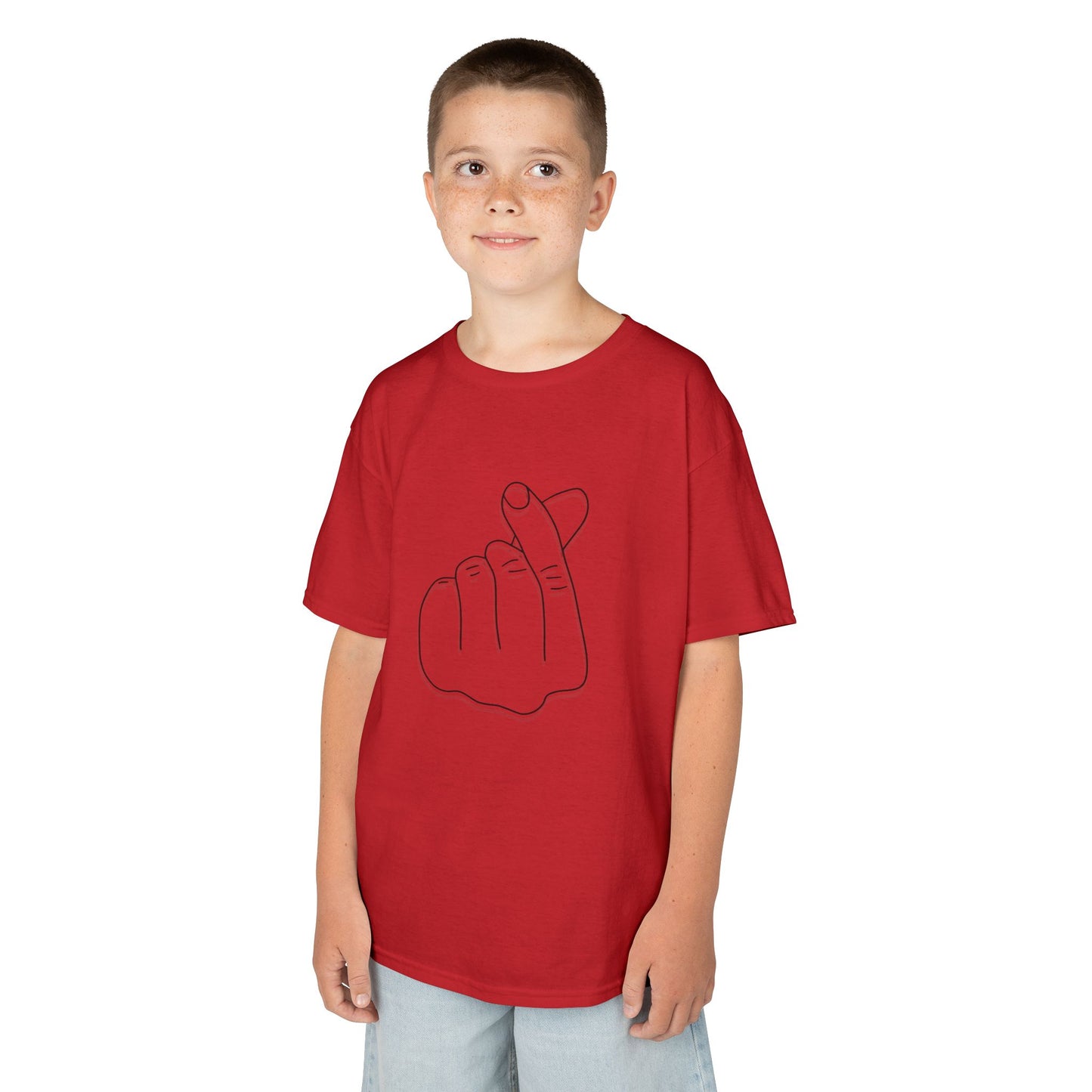 Cute Kids Heavy Cotton Tee - K-Pop Inspired Love Gesture