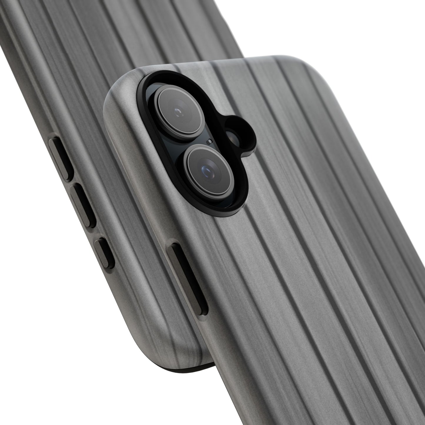 Ribbed metal texture phone case by Printify for iPhone, featuring tough protective design and sleek metallic finish.