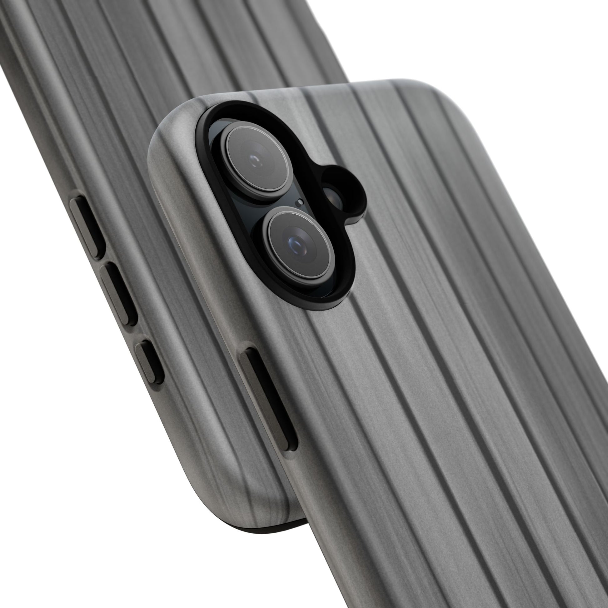 Ribbed metal texture phone case by Printify for iPhone, featuring tough protective design and sleek metallic finish.