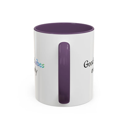 Printify Good Vibes Only coffee mug with positive morning quote, ceramic tea cup for inspirational drinking experiences