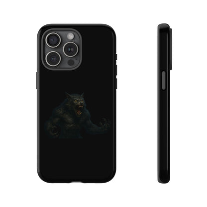 Dark monster graphic werewolf phone case by Printify, showcasing a tough protective cover with a fierce werewolf design.
