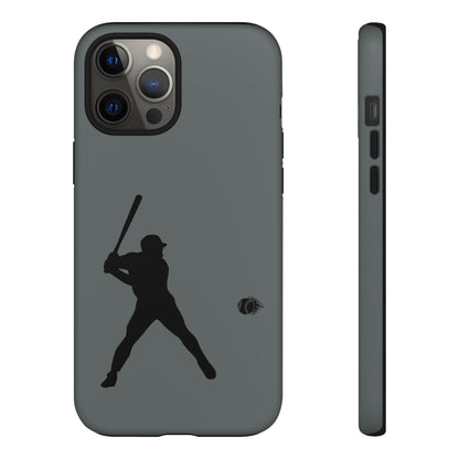 Black baseball silhouette tough phone case for iPhone, protective and sporty design by Printify.