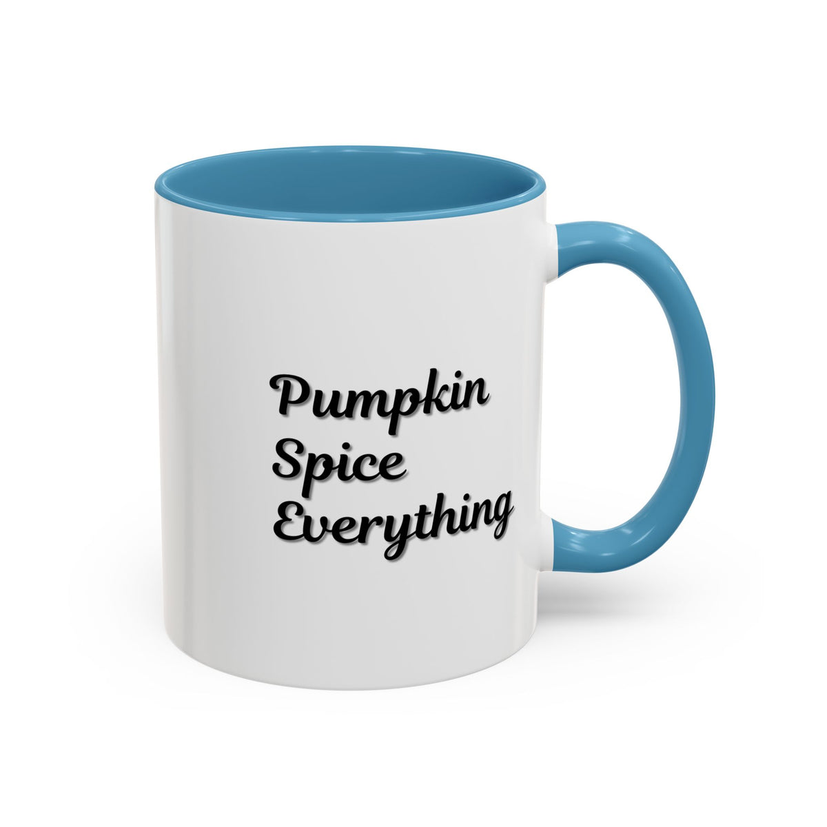 Printify Pumpkin Spice Everything coffee mug, fall seasonal accent mug with pumpkin and spice design, 11 oz size.