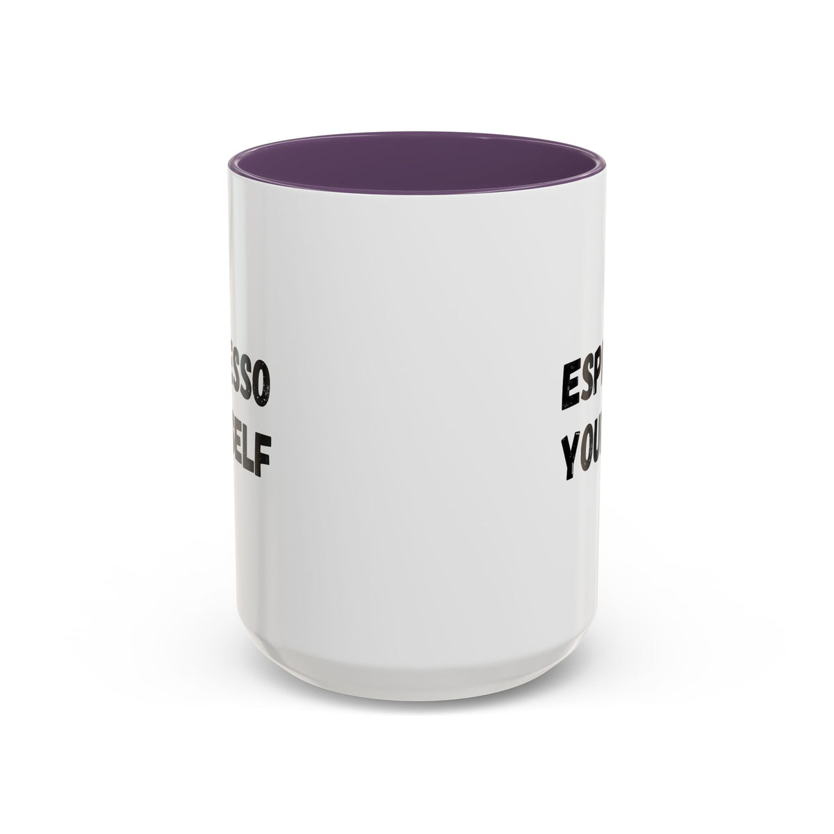 Printify Espresso Yourself coffee mug with humorous design, 11 oz size, perfect for coffee lovers.