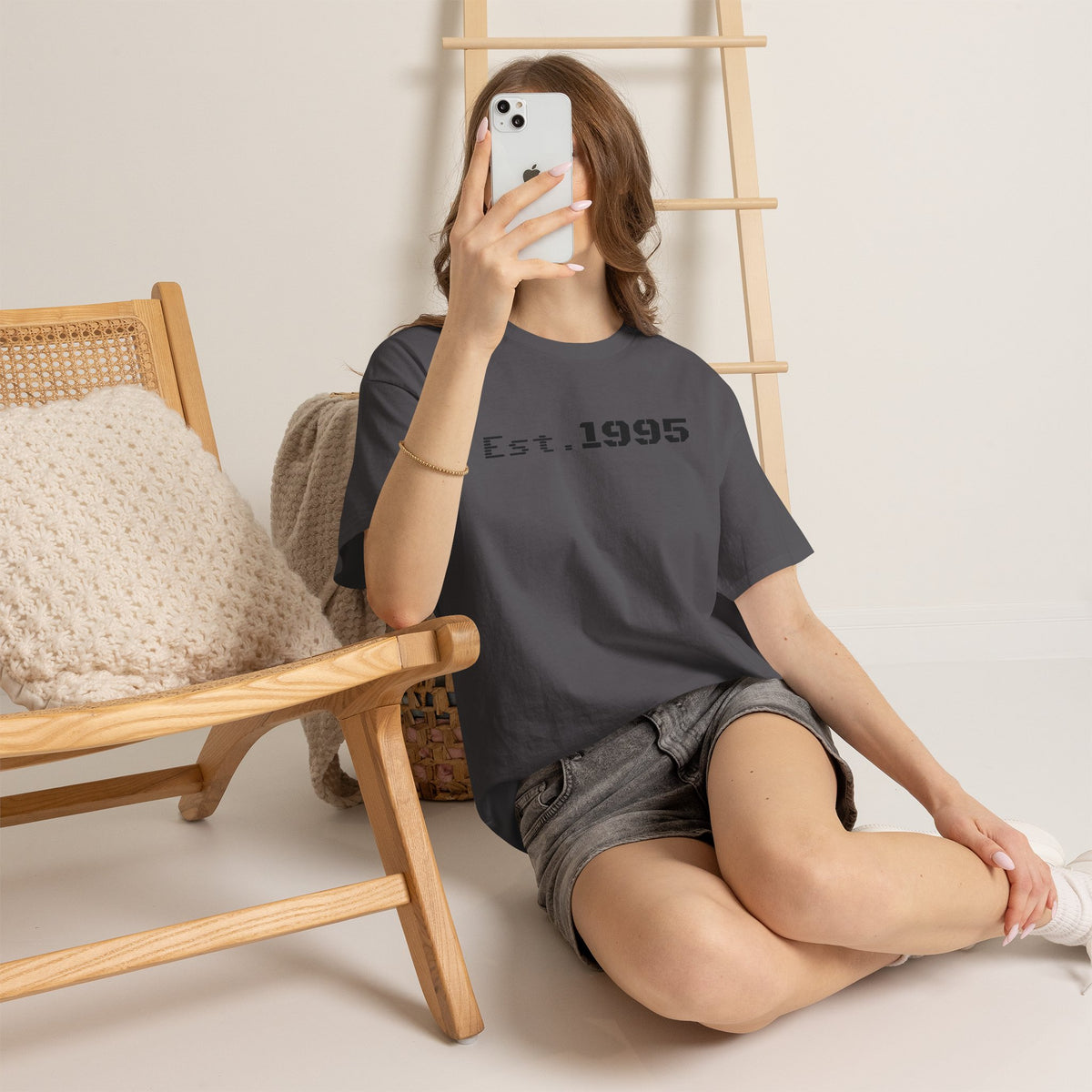 Vintage minimalist Est. 1995 T-shirt by Printify featuring a clean design celebrating the birth year 1995.