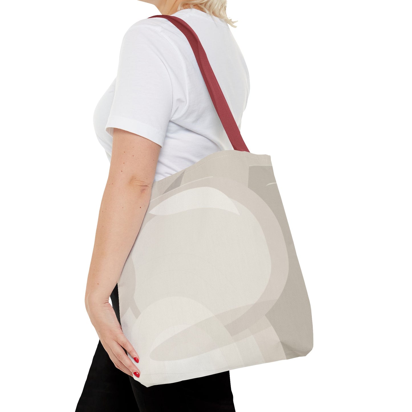 Neutral Abstract Circle Pattern Tote Bag | Minimal Beige AOP Canvas