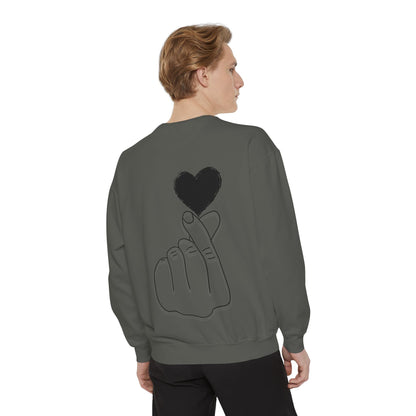 Unisex Garment-Dyed Sweatshirt with Heart Design - Cozy & Stylish