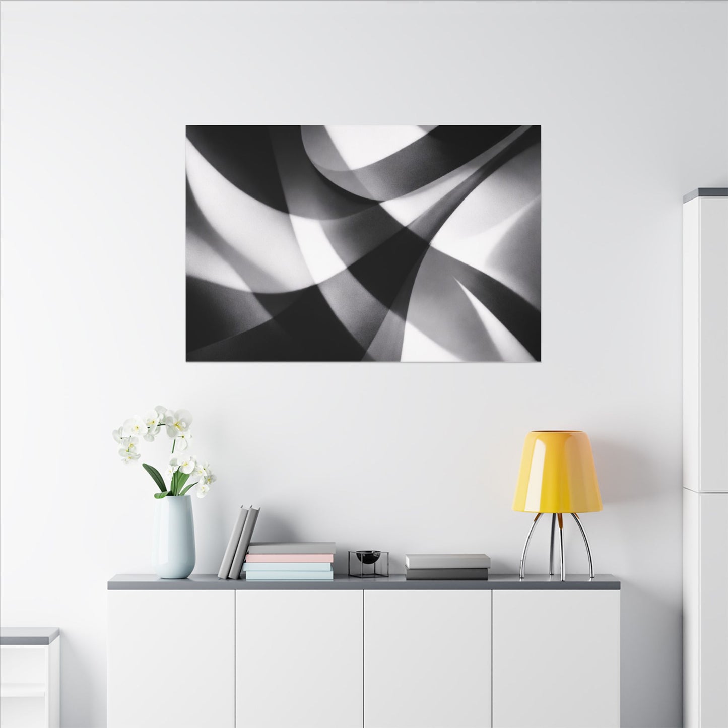 Abstract Black and White Swirl Matte Canvas