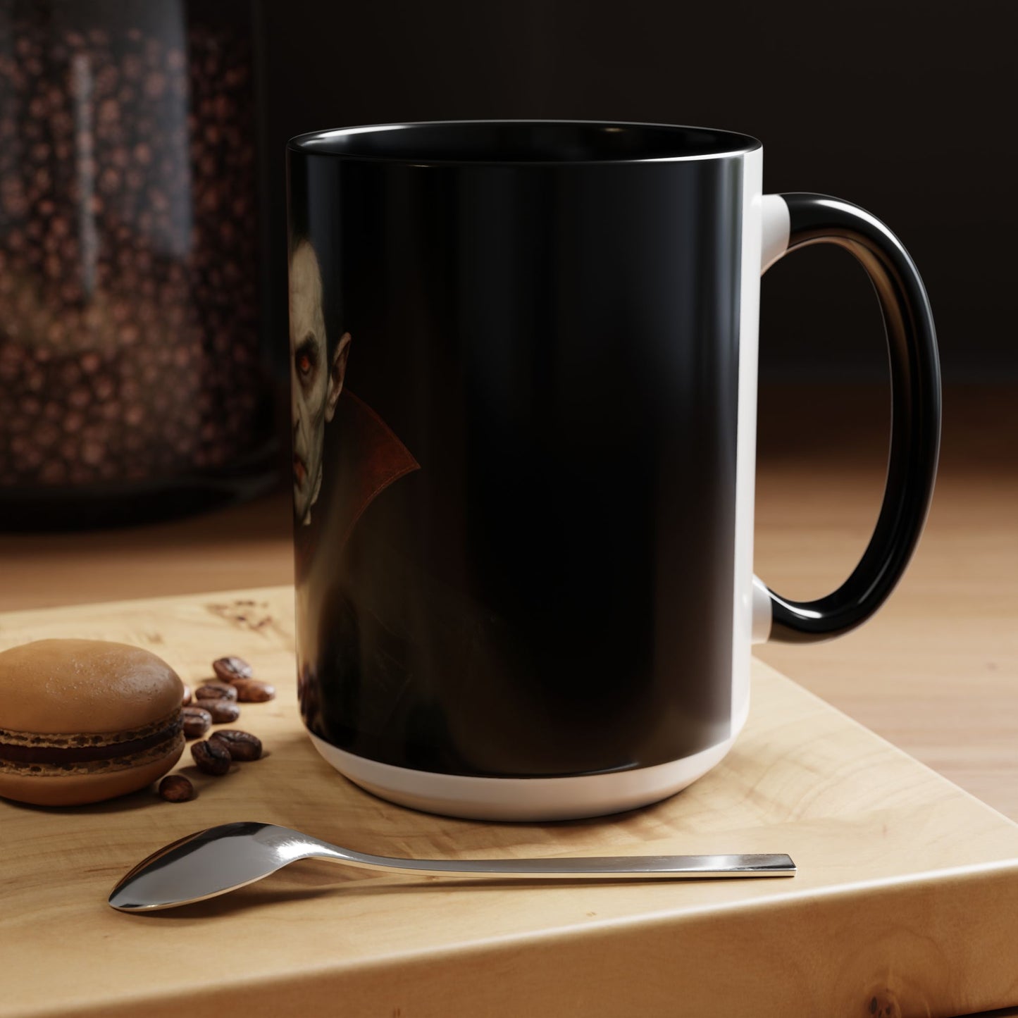 Gothic Dracula Vampire Accent Coffee Mug | Spooky Halloween Gift, Unique Home Decor, Collector's Mug, Coffee Lover's Gift