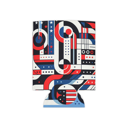 Modern Abstract American Flag Can Cooler
