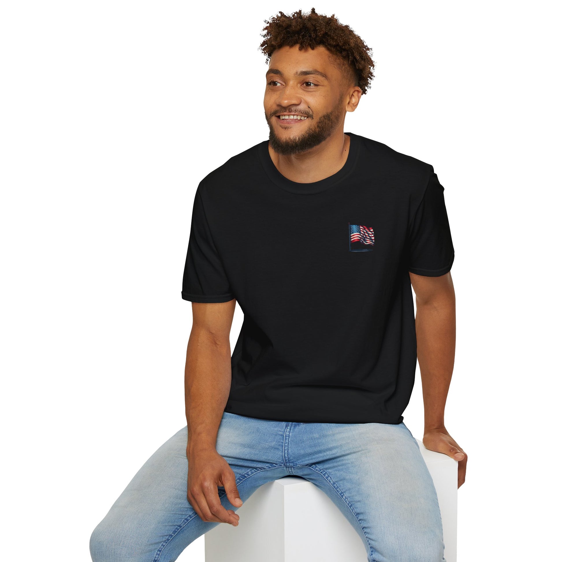 Patriotic Unisex Softstyle T-Shirt, American Flag Tee, USA Pride Shirt, Perfect for Independence Day, Casual Wear - TRV