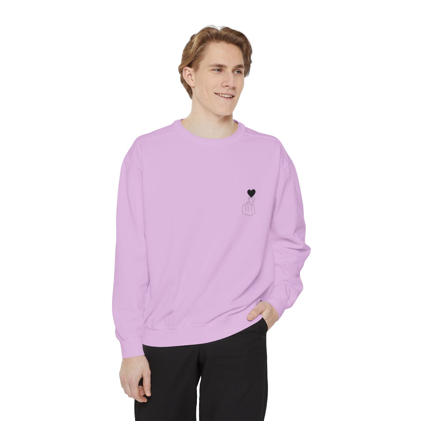 Unisex Garment-Dyed Sweatshirt with Heart Design - Cozy & Stylish