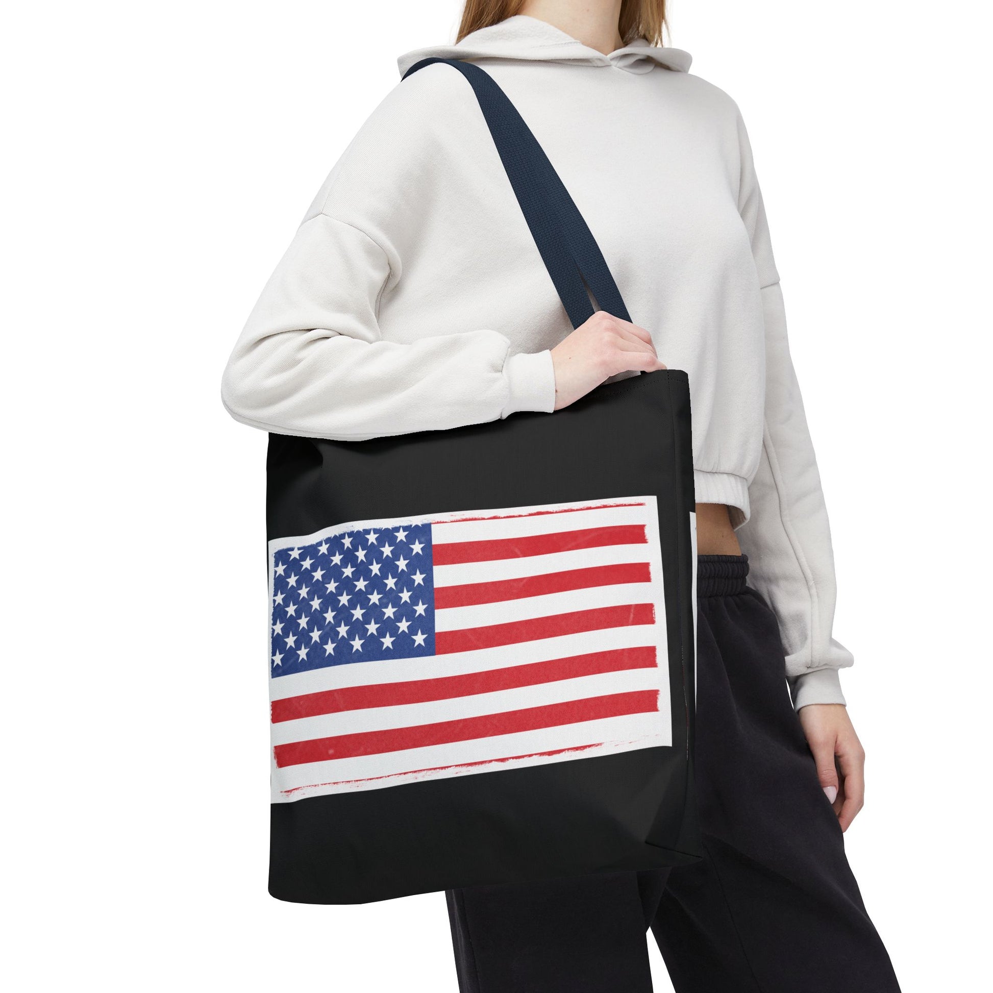 Patriotic Tote Bag, American Flag Carryall, Beach Bag, Reusable Shopping Tote, Independence Day Gift - TRV