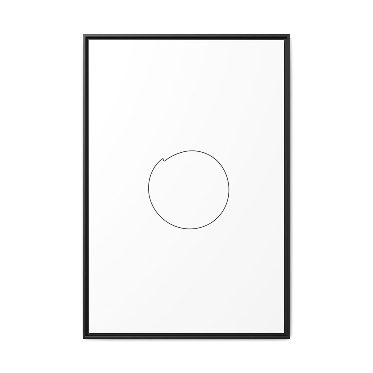 Framed matte canvas wall art featuring a minimal circular line design, printed by Printify.