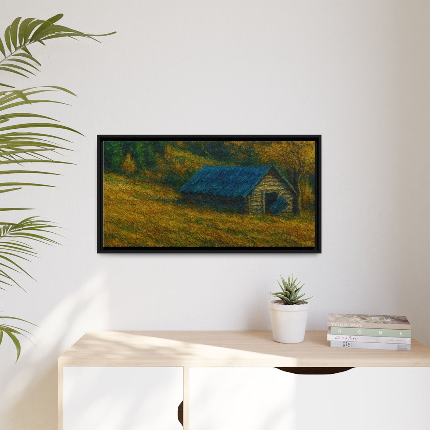 Framed Matte Canvas Print, Rustic Artwork, Farmhouse Decor, Nature Wall Art, Gift for Home, Autumn Decor, Landscape Painting