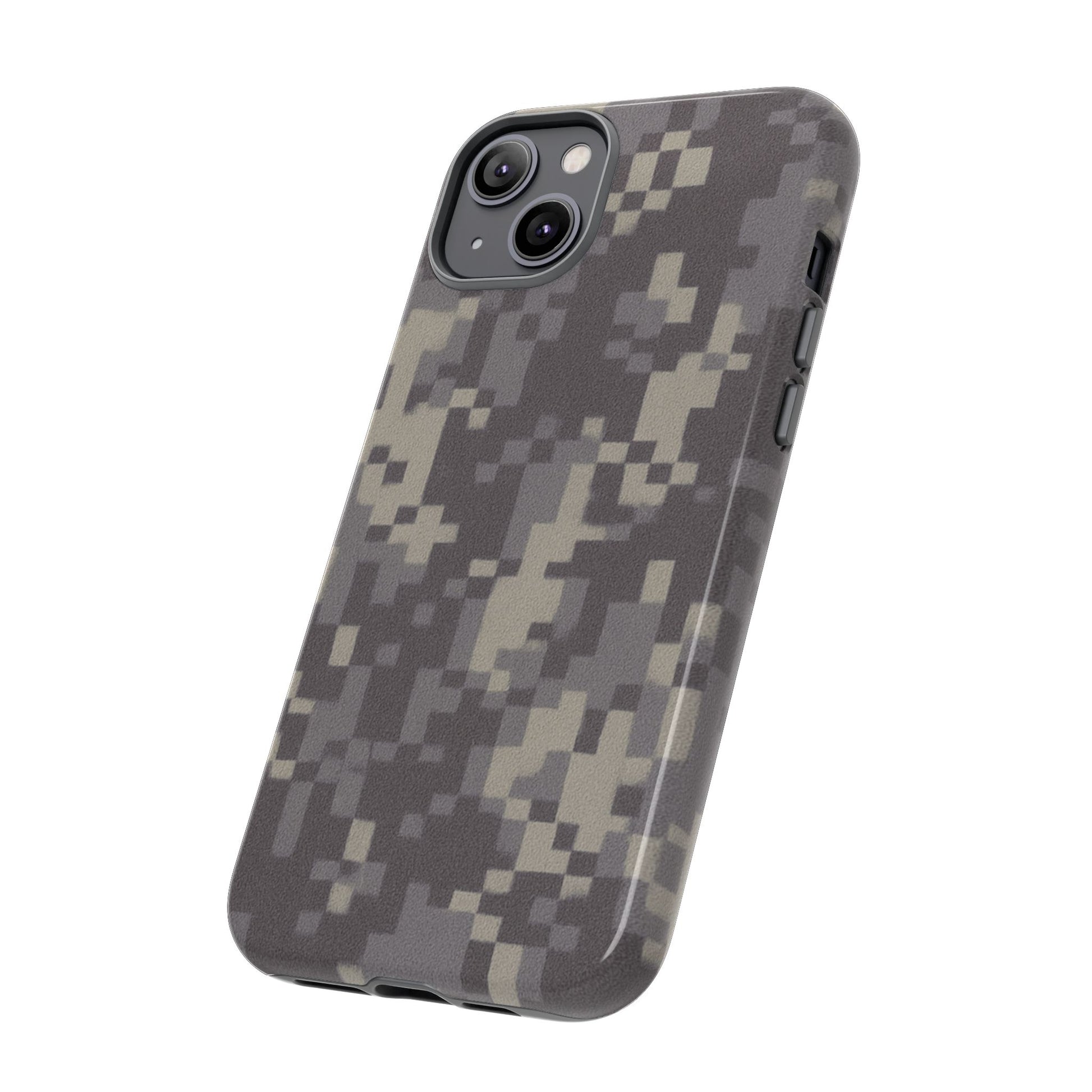 Camouflage tough phone case by Printify with rugged digital camo pattern, designed for durable protection of smartphones.