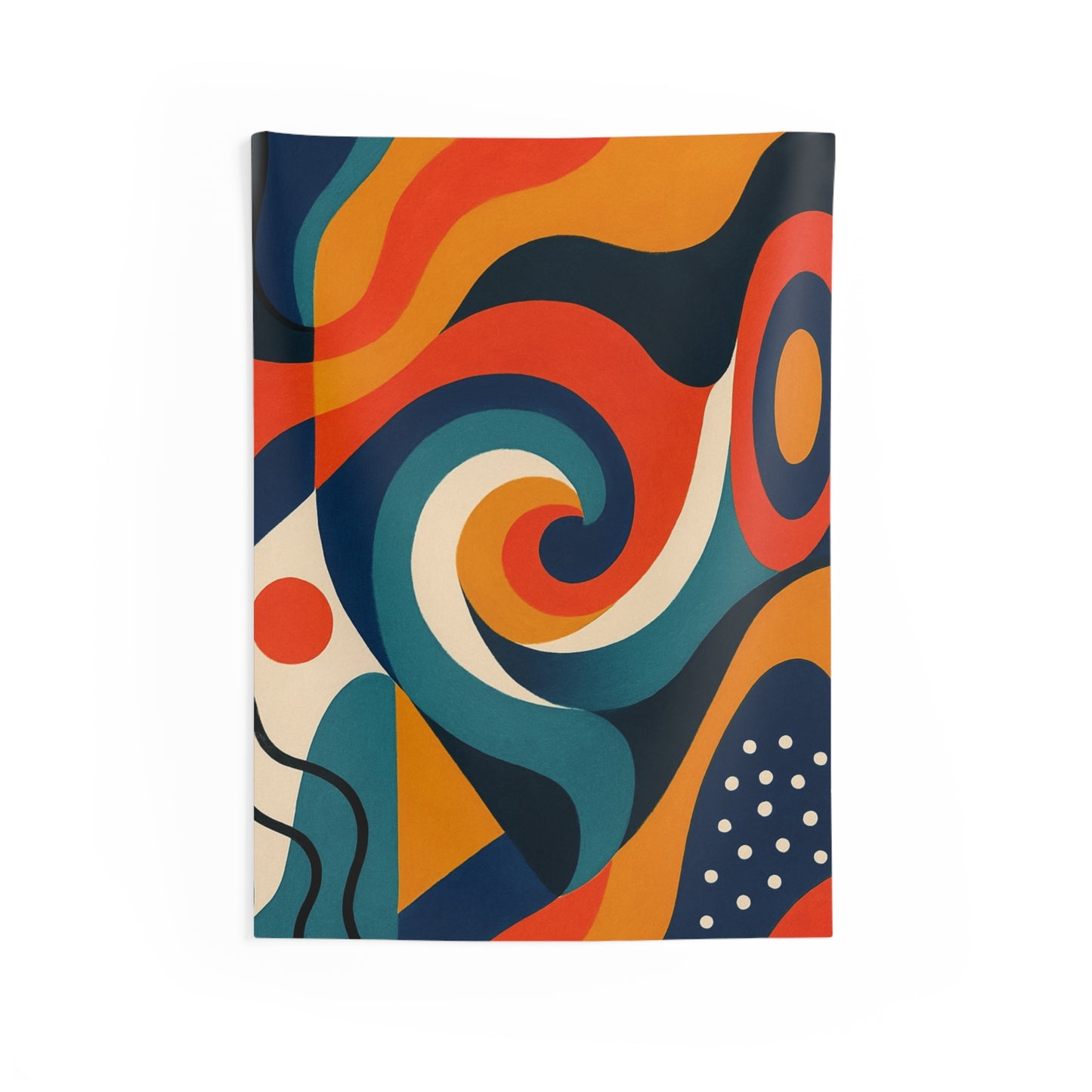 Abstract Retro Swirl Tapestry — Colorful Geometric Wall Art