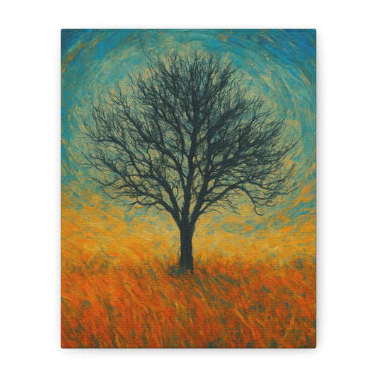 Stormy Sky Tree canvas print by Printify, matte stretched wall art with a serene sky and tree design, 1.25-inch depth.