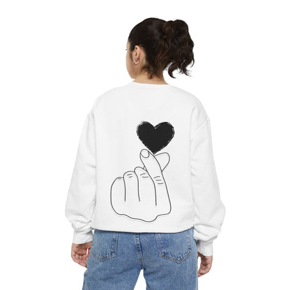 Unisex Garment-Dyed Sweatshirt with Heart Design - Cozy & Stylish
