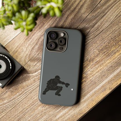 Printify baseball catcher phone case, tough protective cover with baseball glove and ball design, fits smartphones securely.