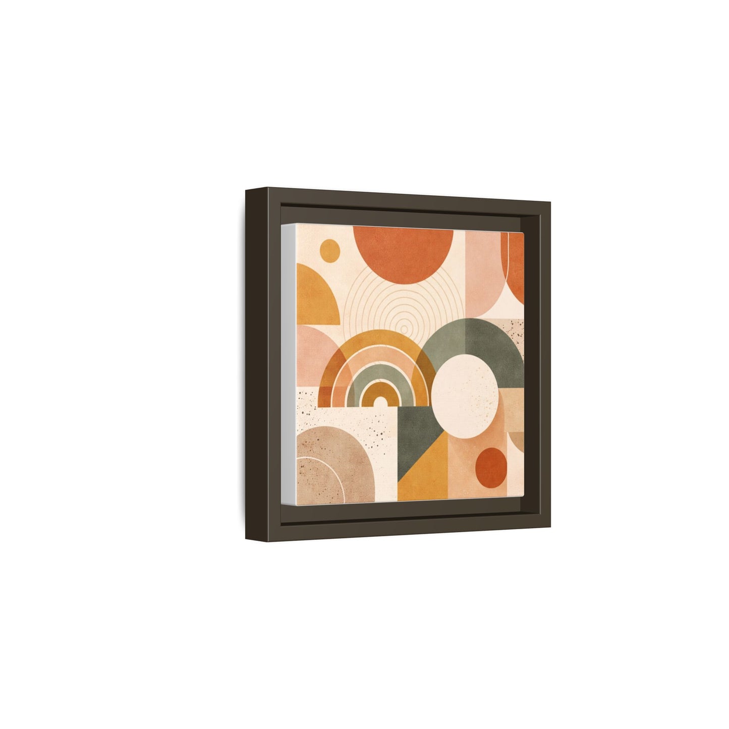 Abstract Terracotta Geometric Rainbow Matte Canvas Framed
