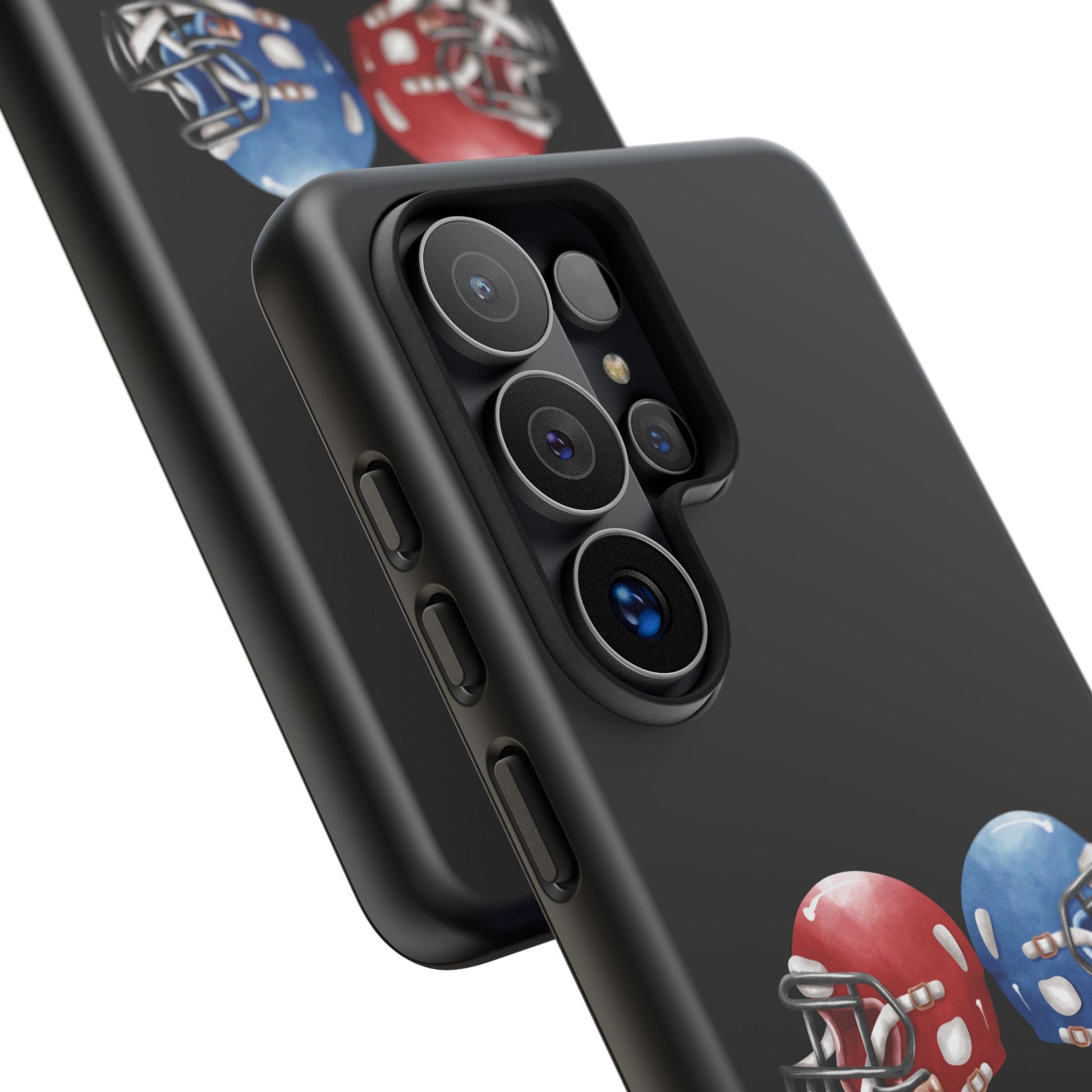 Red and blue football helmet print phone case designed for iPhone, offering durable protection from Printify.