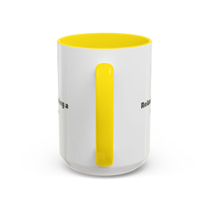 Ceramic coffee mug with UFO accent and "Relax, I’m Driving" text, available in 11 oz or 15 oz sizes, by Printify.
