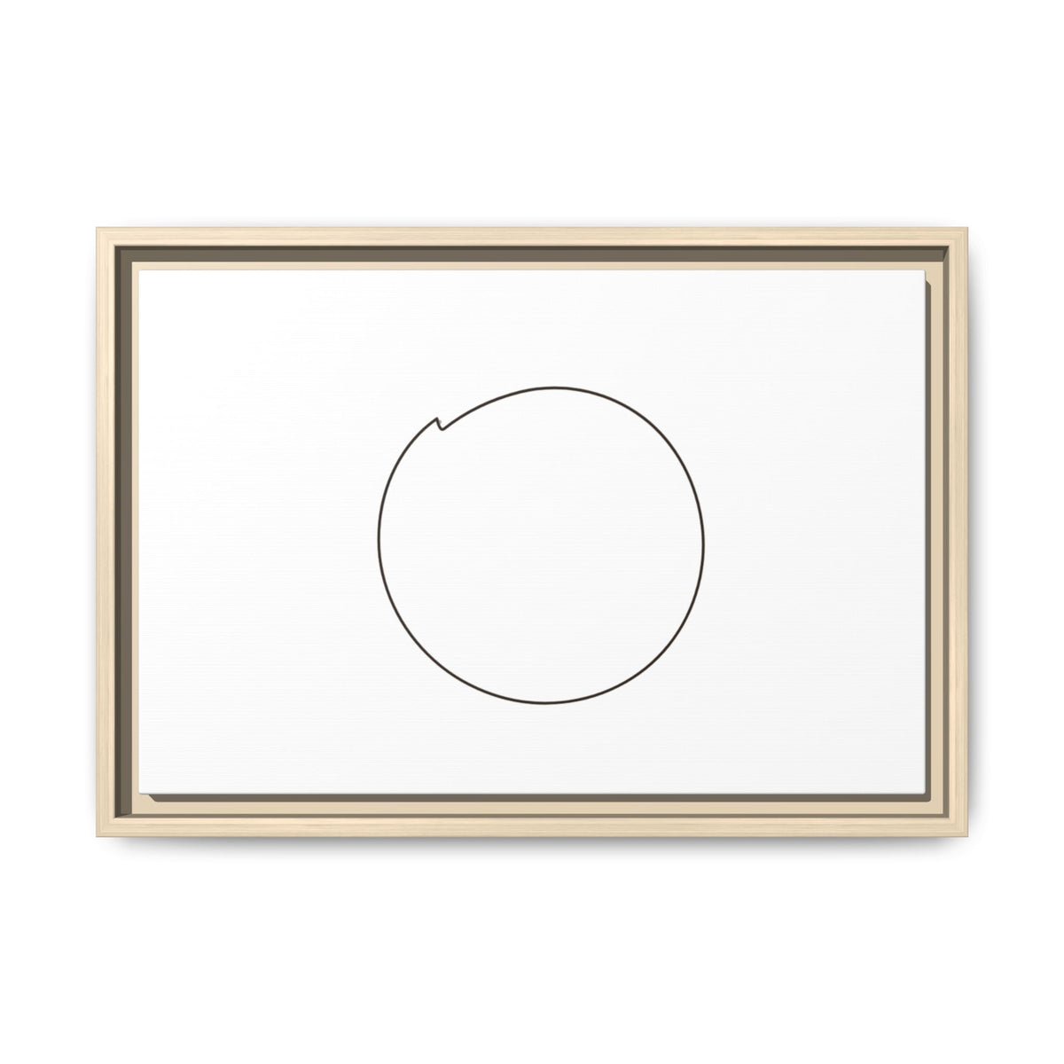 Framed matte canvas wall art featuring a minimal circular line design, by Printify, displayed on a wall.