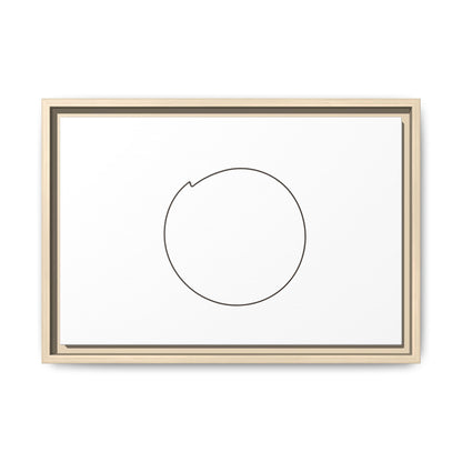 Framed matte canvas wall art featuring a minimal circular line design, by Printify, displayed on a wall.
